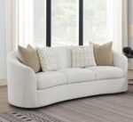 RAINN BOUCLE UPHOLSTERED SLOPED ARM SOFA LATTE - Image 2