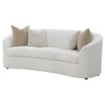 RAINN BOUCLE UPHOLSTERED SLOPED ARM SOFA LATTE - Image 4