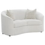 RAINN BOUCLE UPHOLSTERED SLOPED ARM LOVESEAT LATTE