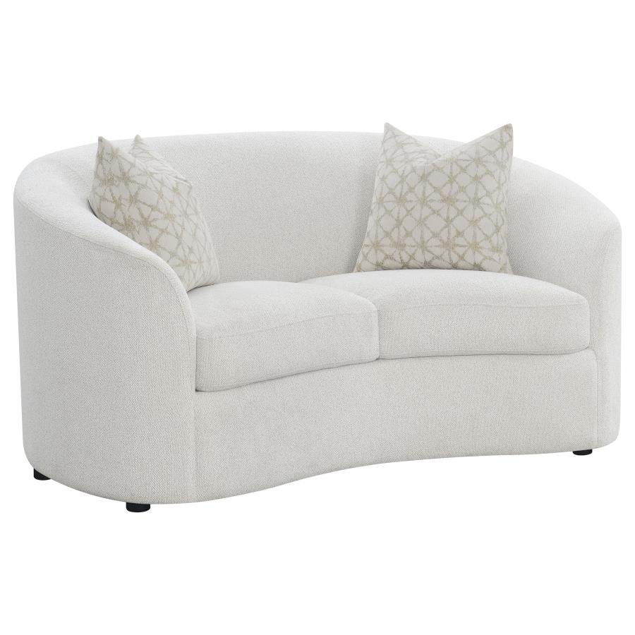 509172_02x900.jpg RAINN BOUCLE UPHOLSTERED SLOPED ARM LOVESEAT LATTE - Image 1