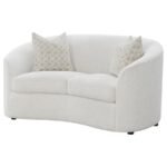 RAINN BOUCLE UPHOLSTERED SLOPED ARM LOVESEAT LATTE - Image 4