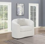 RAINN BOUCLE UPHOLSTERED SLOPED ARM ACCENT CHAIR LATTE - Image 2