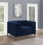 CHALET UPHOLSTERED TUXEDO ARM TUFTED CHAIR BLUE - Image 2