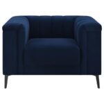 CHALET UPHOLSTERED TUXEDO ARM TUFTED CHAIR BLUE - Image 3