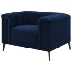 CHALET UPHOLSTERED TUXEDO ARM TUFTED CHAIR BLUE - Image 4