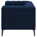 CHALET UPHOLSTERED TUXEDO ARM TUFTED CHAIR BLUE - Image 5