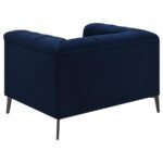 CHALET UPHOLSTERED TUXEDO ARM TUFTED CHAIR BLUE - Image 6