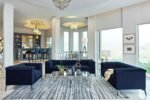 CHALET UPHOLSTERED TUXEDO ARM TUFTED CHAIR BLUE - Image 11