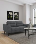 NOLAN UPHOLSTERED SLOPED TRACK ARM LOVESEAT CHARCOAL - Image 2