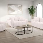 DESTINO 3-PIECE CHENILLE SPLAYED ARM SOFA SET GREIGE