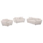 DESTINO 3-PIECE CHENILLE SPLAYED ARM SOFA SET GREIGE - Image 2
