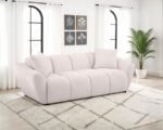 DESTINO CHENILLE UPHOLSTERED SPLAYED ARM SOFA GREIGE - Image 2