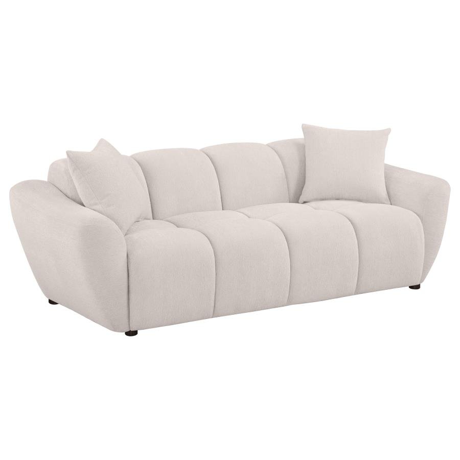 509301_02x900.jpg DESTINO CHENILLE UPHOLSTERED SPLAYED ARM SOFA GREIGE - Image 1