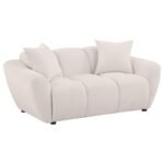 DESTINO CHENILLE UPHOLSTERED SPLAYED ARM LOVESEAT GREIGE