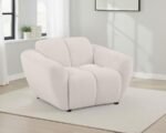 DESTINO CHENILLE UPHOLSTERED SPLAYED ARM ACCENT CHAIR GREIGE - Image 2