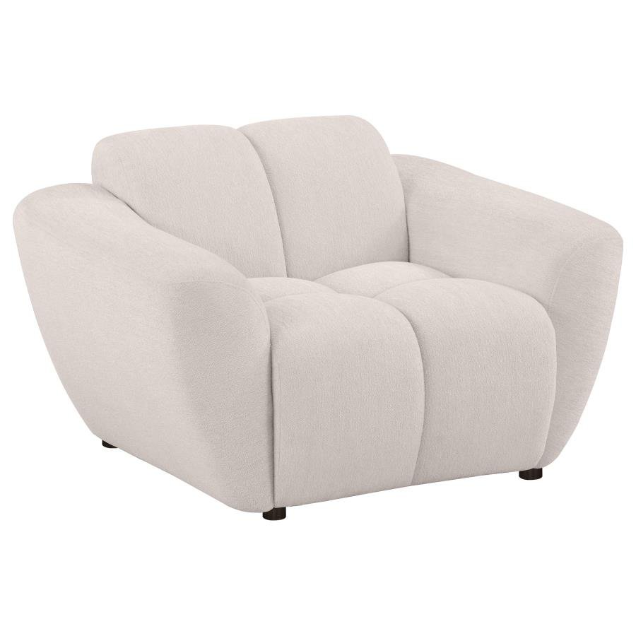 509303_02x900.jpg DESTINO CHENILLE UPHOLSTERED SPLAYED ARM ACCENT CHAIR GREIGE - Image 1