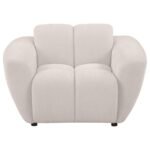 DESTINO CHENILLE UPHOLSTERED SPLAYED ARM ACCENT CHAIR GREIGE - Image 3