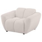 DESTINO CHENILLE UPHOLSTERED SPLAYED ARM ACCENT CHAIR GREIGE - Image 4