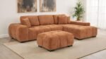 OCTAVIA UPHOLSTERED RECTANGULAR OTTOMAN ORANGE - Image 7