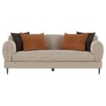 JADE CHENILLE UPHOLSTERED SCULPTED TRACK ARM SOFA LATTE - Image 3