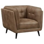 THATCHER UPHOLSTERED TUXEDO ARM TUFTED ACCENT CHAIR BROWN