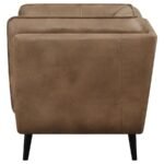 THATCHER UPHOLSTERED TUXEDO ARM TUFTED ACCENT CHAIR BROWN - Image 5