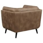 THATCHER UPHOLSTERED TUXEDO ARM TUFTED ACCENT CHAIR BROWN - Image 6