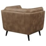 THATCHER UPHOLSTERED TUXEDO ARM TUFTED ACCENT CHAIR BROWN - Image 7