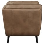 THATCHER UPHOLSTERED TUXEDO ARM TUFTED ACCENT CHAIR BROWN - Image 8