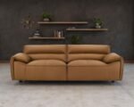 BUXTON TOP GRAIN LEATHER UPHOLSTERED SOFA ORANGE - Image 2