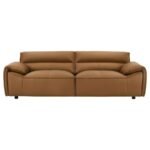 BUXTON TOP GRAIN LEATHER UPHOLSTERED SOFA ORANGE - Image 3