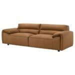 BUXTON TOP GRAIN LEATHER UPHOLSTERED SOFA ORANGE - Image 4