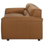 BUXTON TOP GRAIN LEATHER UPHOLSTERED SOFA ORANGE - Image 5