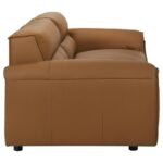 BUXTON TOP GRAIN LEATHER UPHOLSTERED SOFA ORANGE - Image 9