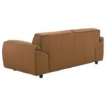 BUXTON TOP GRAIN LEATHER UPHOLSTERED LOVESEAT ORANGE - Image 6