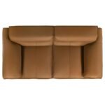 BUXTON TOP GRAIN LEATHER UPHOLSTERED LOVESEAT ORANGE - Image 10