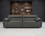 BUXTON TOP GRAIN LEATHER UPHOLSTERED SOFA GRAPHITE - Image 2