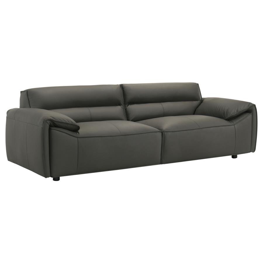 509504_02x900.jpg BUXTON TOP GRAIN LEATHER UPHOLSTERED SOFA GRAPHITE - Image 1