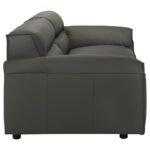 BUXTON TOP GRAIN LEATHER UPHOLSTERED SOFA GRAPHITE - Image 9
