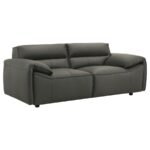 BUXTON TOP GRAIN LEATHER UPHOLSTERED LOVESEAT GRAPHITE