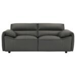 BUXTON TOP GRAIN LEATHER UPHOLSTERED LOVESEAT GRAPHITE - Image 3