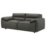 BUXTON TOP GRAIN LEATHER UPHOLSTERED LOVESEAT GRAPHITE - Image 4