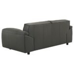 BUXTON TOP GRAIN LEATHER UPHOLSTERED LOVESEAT GRAPHITE - Image 6
