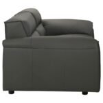 BUXTON TOP GRAIN LEATHER UPHOLSTERED LOVESEAT GRAPHITE - Image 9