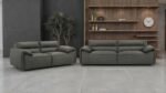 BUXTON TOP GRAIN LEATHER UPHOLSTERED LOVESEAT GRAPHITE - Image 13