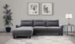 CASPIAN UPHOLSTERED CURVED ARM CHAISE SECTIONAL SOFA GREY - Image 2