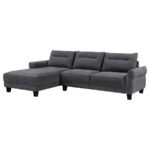 CASPIAN UPHOLSTERED CURVED ARM CHAISE SECTIONAL SOFA GREY