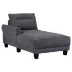 CASPIAN UPHOLSTERED CURVED ARM CHAISE SECTIONAL SOFA GREY - Image 3
