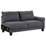 CASPIAN UPHOLSTERED CURVED ARM CHAISE SECTIONAL SOFA GREY - Image 4