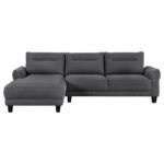 CASPIAN UPHOLSTERED CURVED ARM CHAISE SECTIONAL SOFA GREY - Image 5